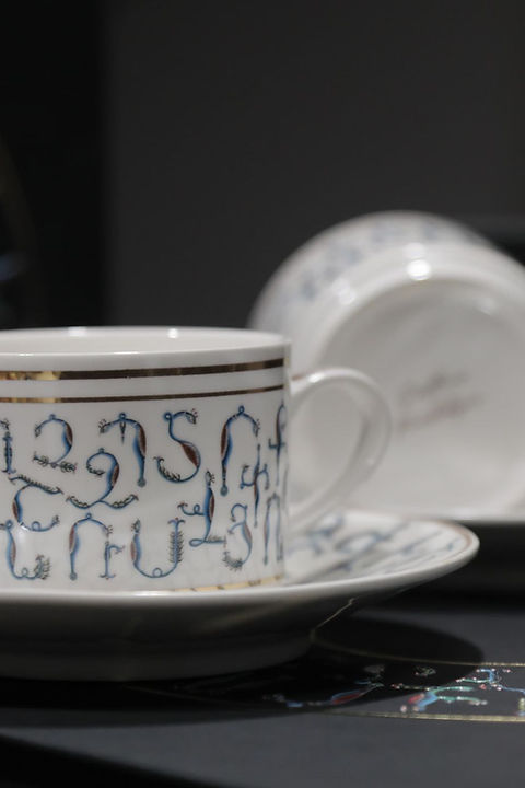 Armenian Alphabet — 24K Gold Porcelain Tea Cup & Saucer by KARCHIKYAN